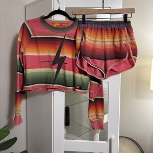 Aviator Nation Multicolor Striped Sweatshirt